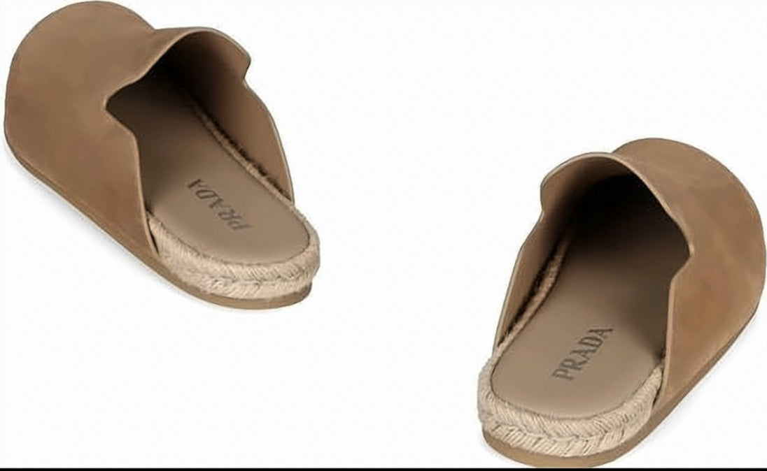 Calf Leather Slip-On Mules with Woven Heel Detail