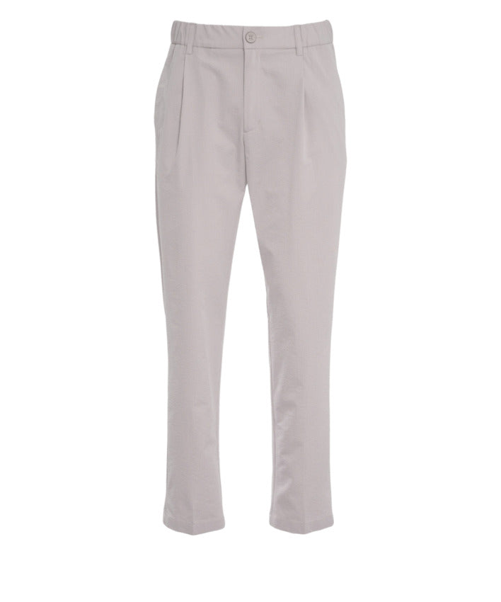 Technical Stretch Seersucker Trousers With Drawstring Waist And Pleats