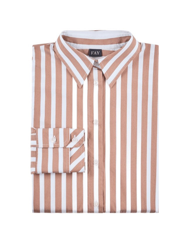 Classic Striped Long-Sleeve Shirt With Wing Collar