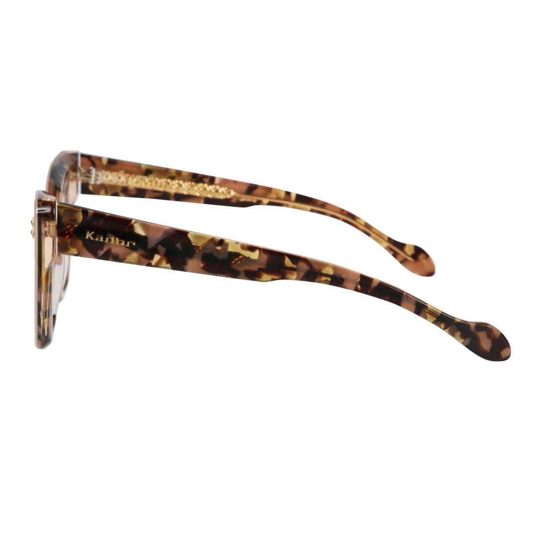 Vanessa Glamour Angular Cat-Eye Sunglasses with Tortoiseshell Arms