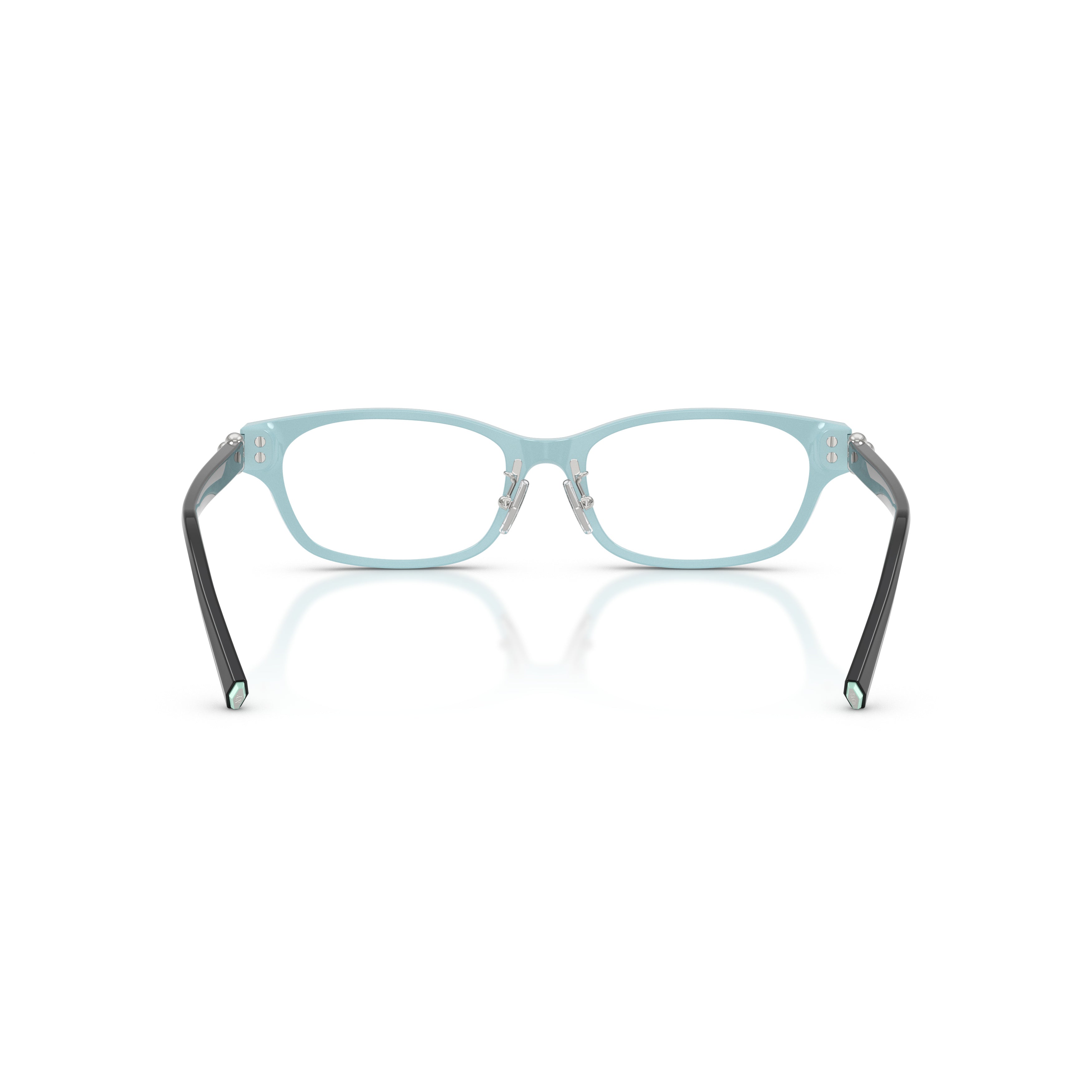 Rectangular Eyeglasses with Light Blue Detailing