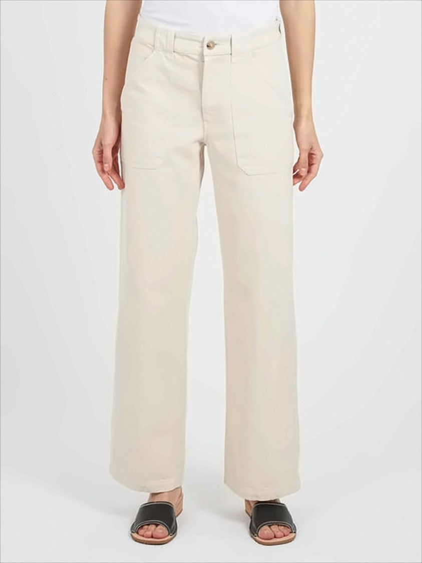Relaxed-Fit Straight-Leg Pants with High Waist