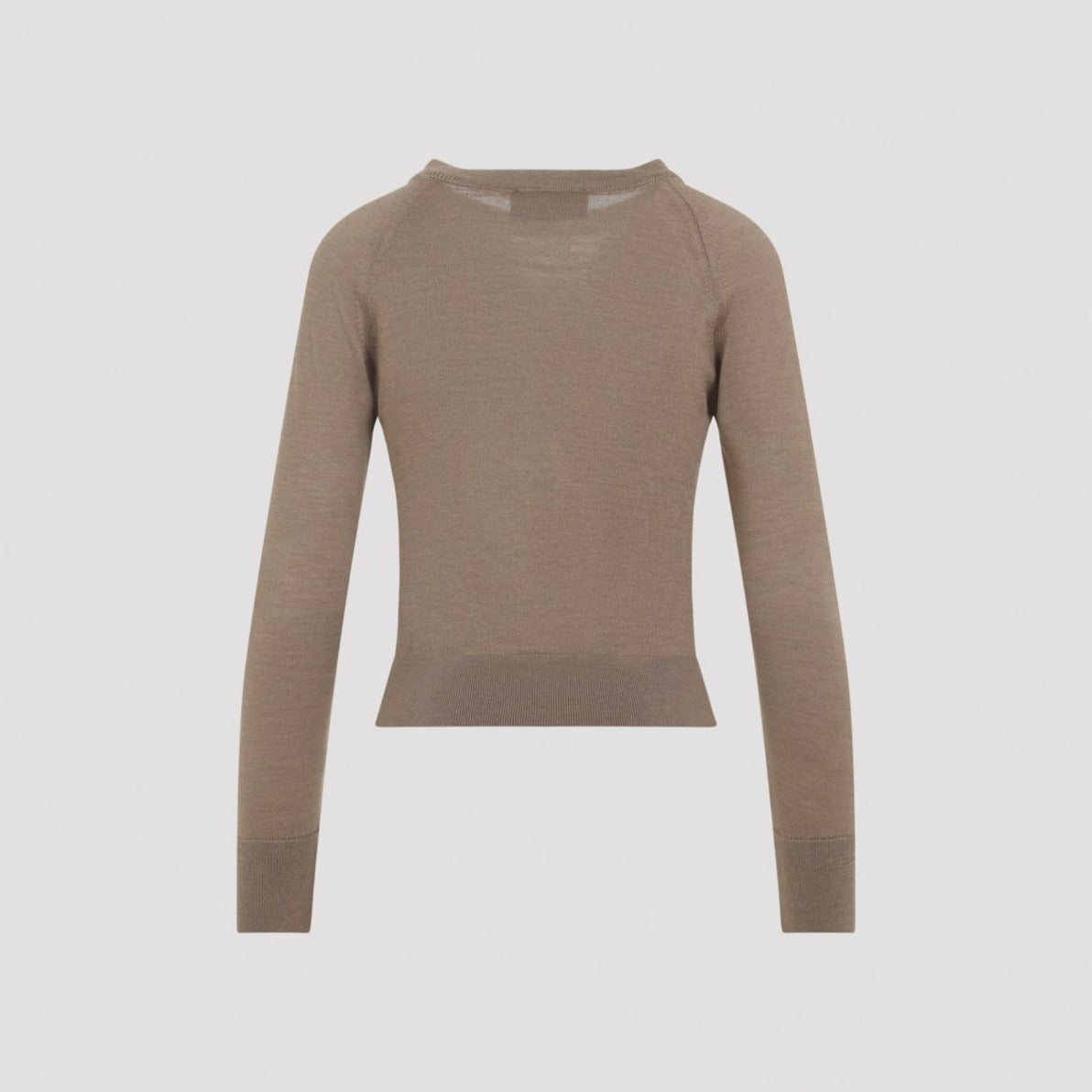 Fitted Long-Sleeve Sweater With Pearl Accents And Ribbon Detail