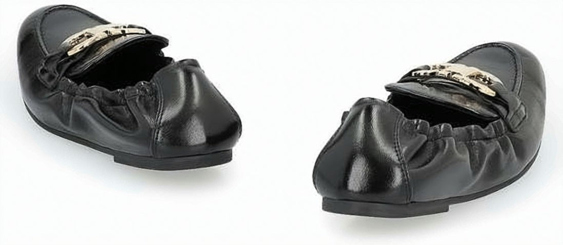 Gathered Napa Leather Flat Shoes