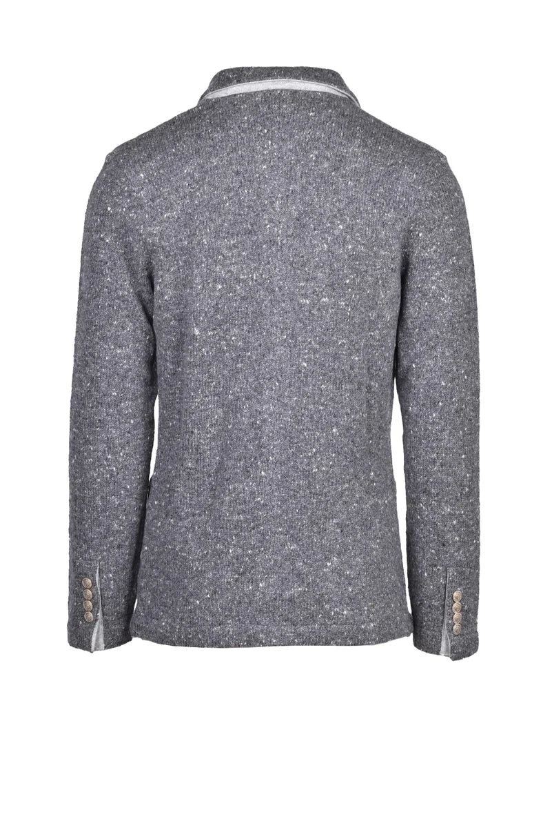 Knit Jacket Jewel Buttons - Grey
