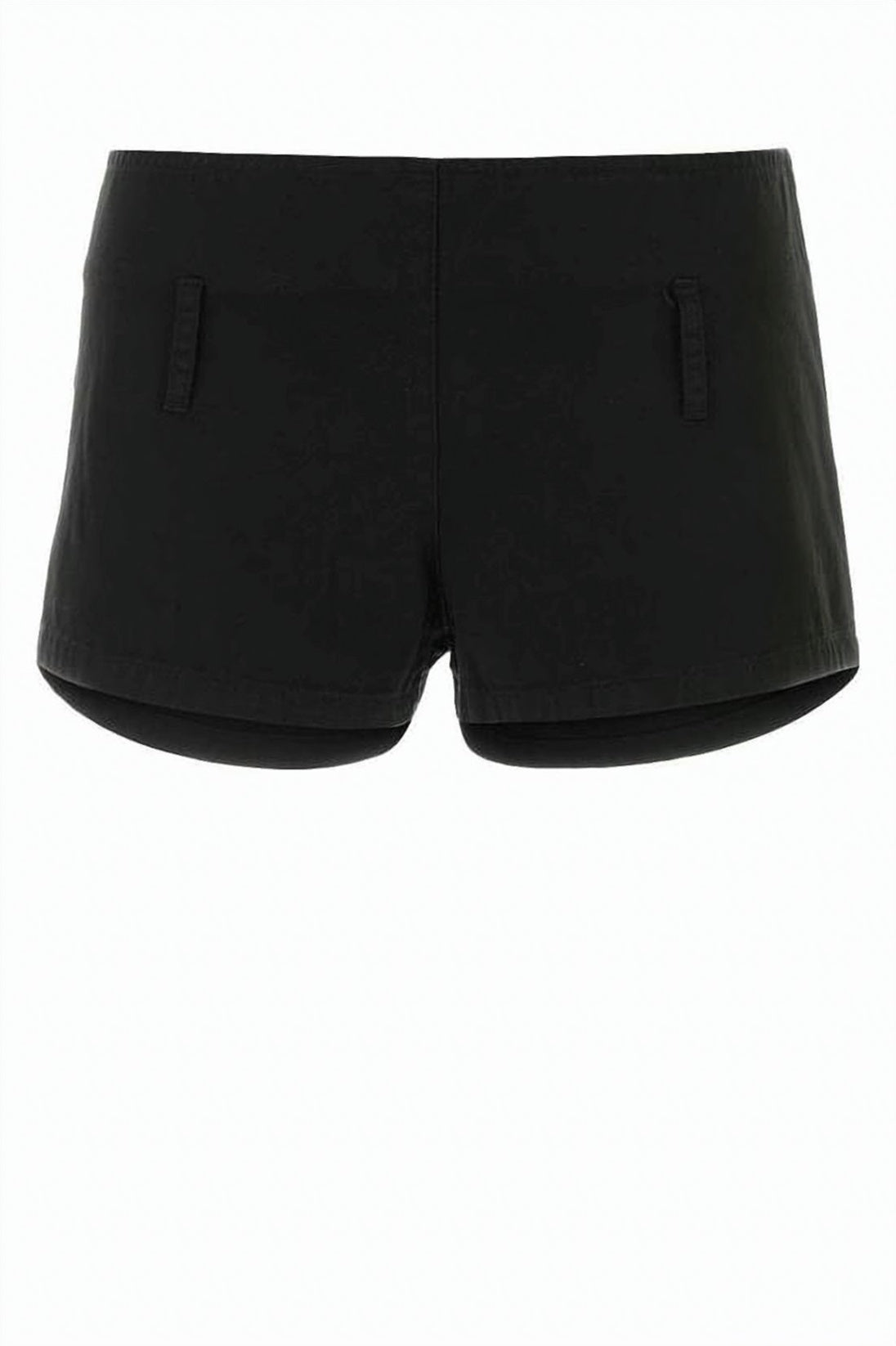 Low-Rise Minimalist Black Shorts With Curved Hem