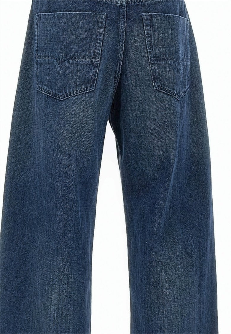Cropped Wide-Leg Denim Pants with Classic Five-Pocket Design