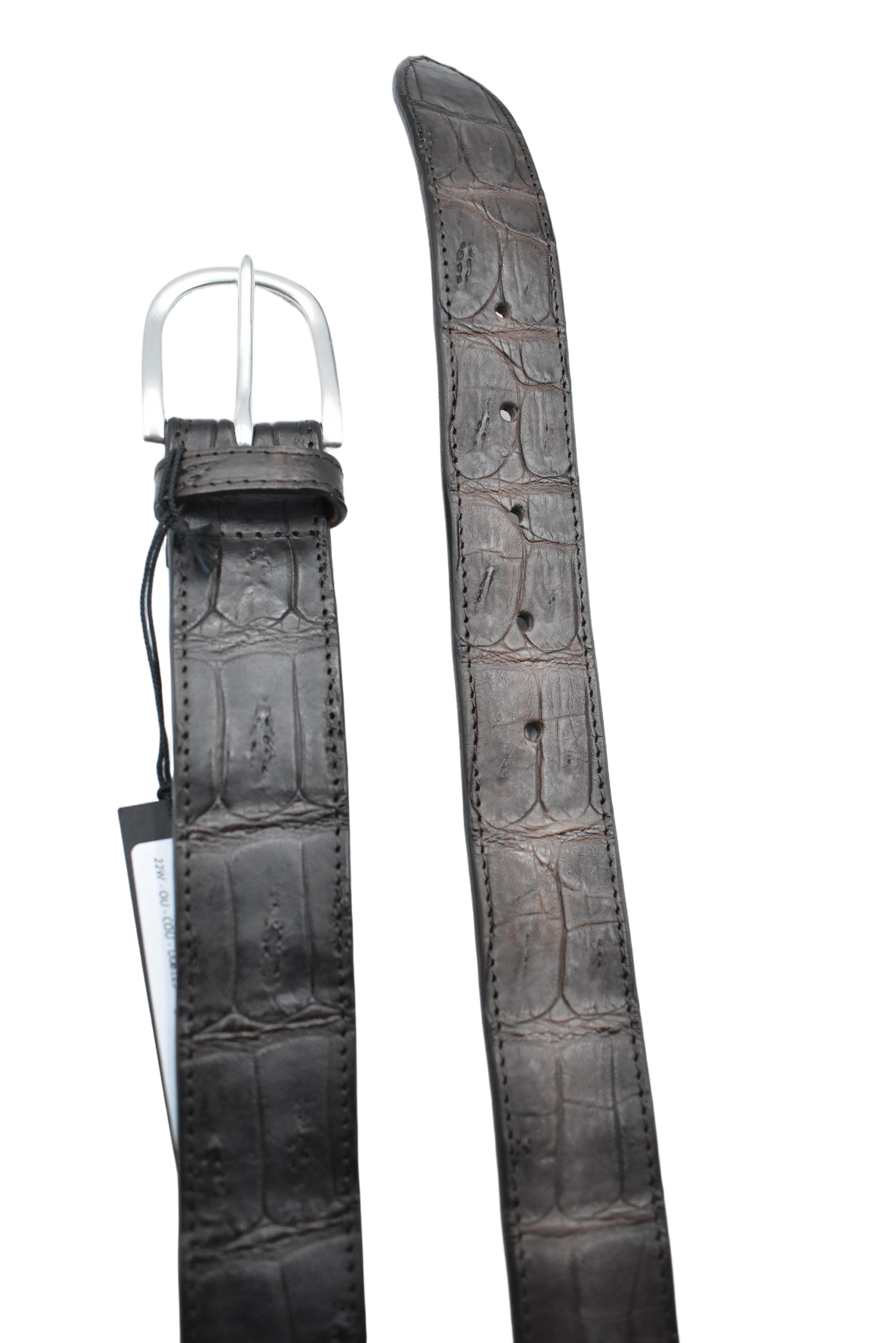 Crocodile Finish Belt With Polished Metal Buckle