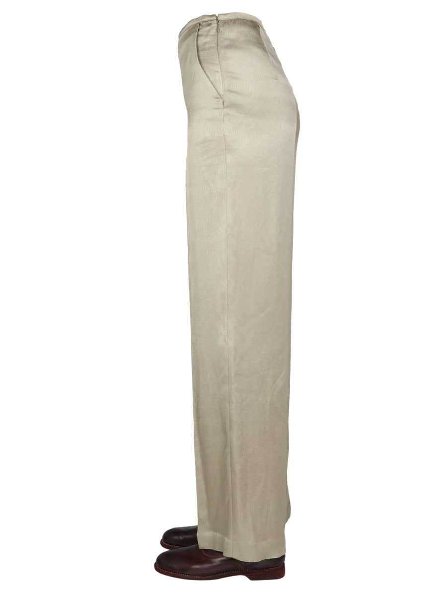 Wide-Leg Satin Trousers With Side Hook
