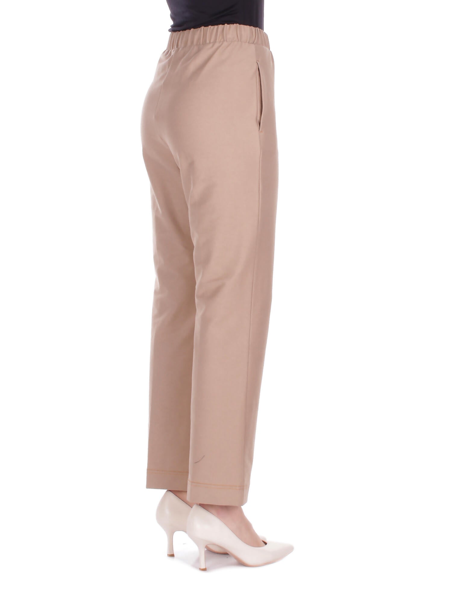 Beige Mid Rise Trousers