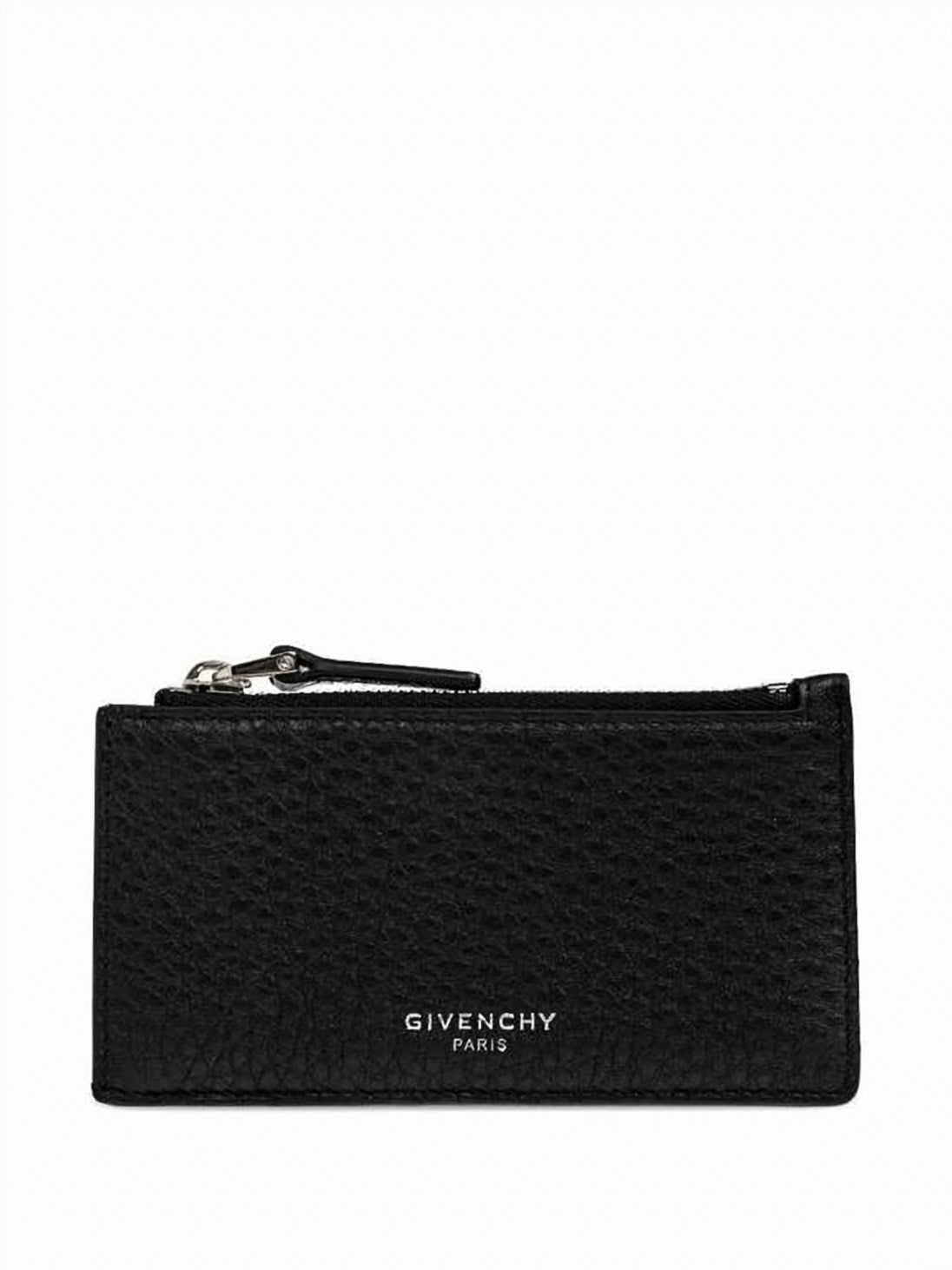 Textured Calf Leather Cardholder with Zippered Compartment