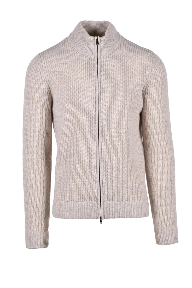 Merino Wool and Cashmere Cardigan - Beige