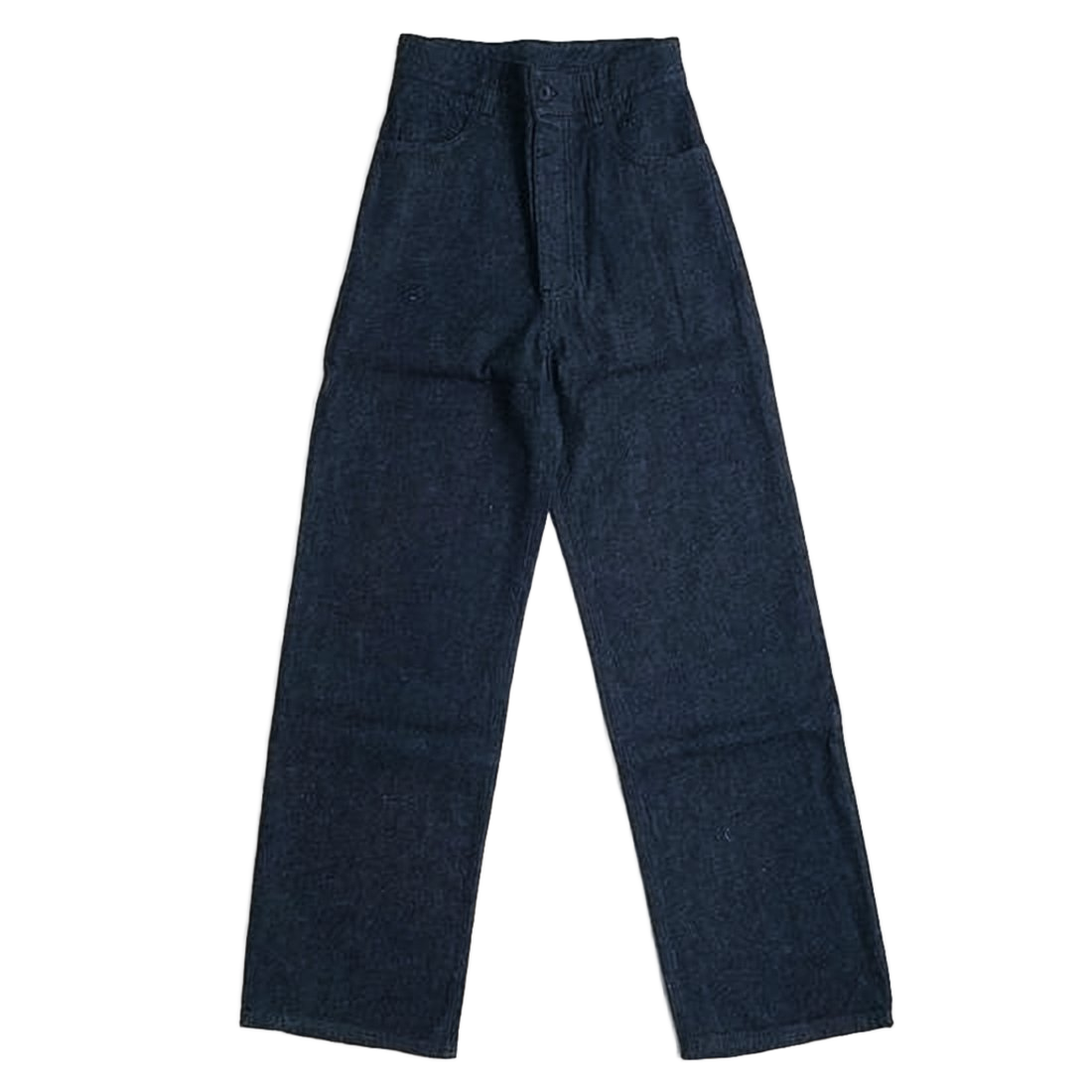 High-Waisted Straight-Leg Denim Pants with Button Closure