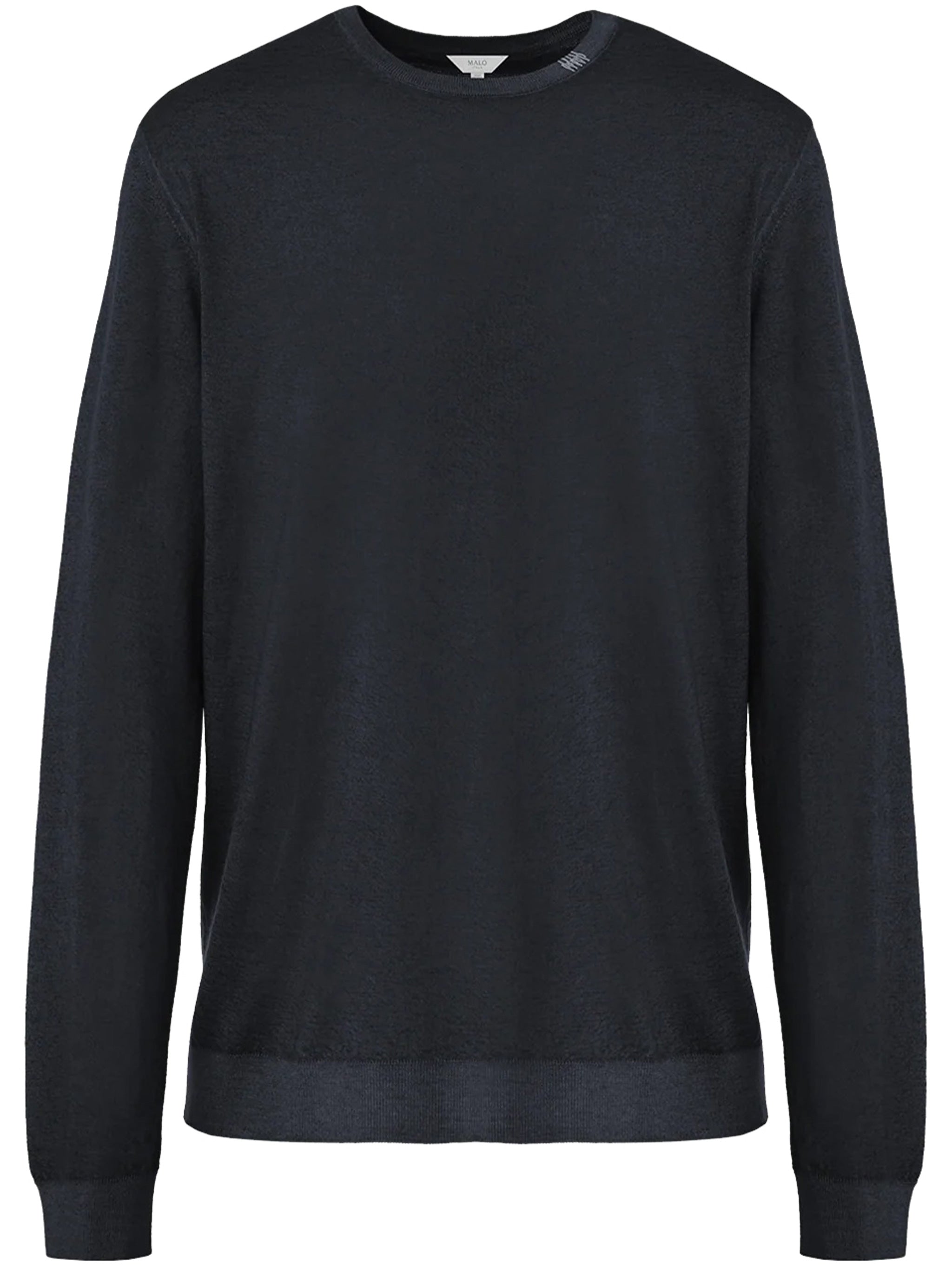 Black Minimalistic Cashmere Crew Neck Sweater