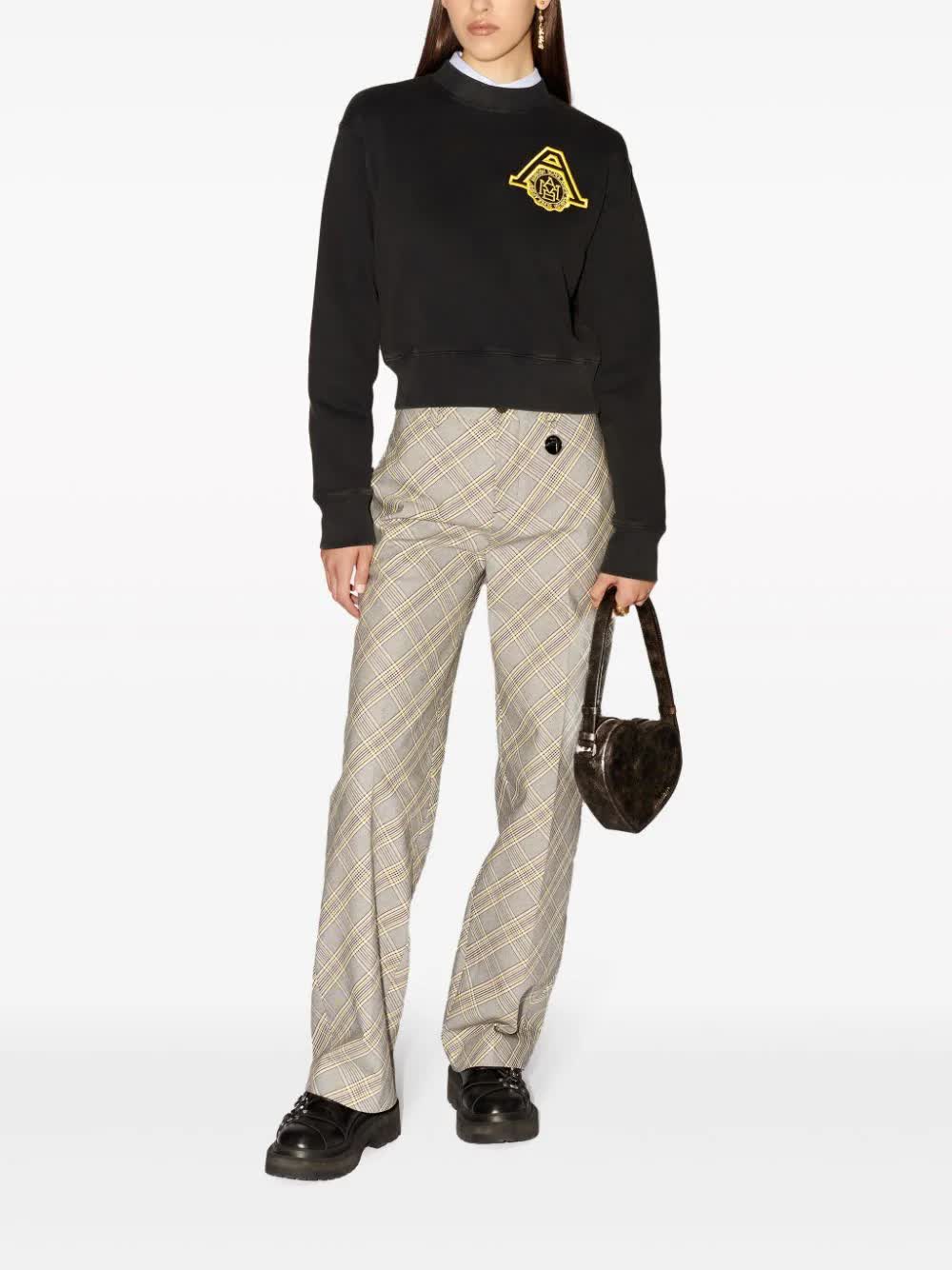 Black Scholarship Cropped Emblem Cotton Sweater