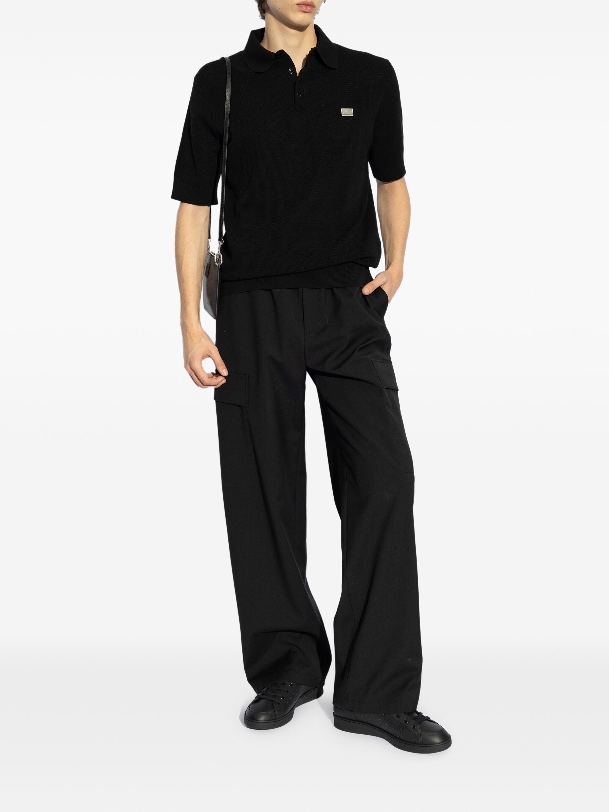 Regular Fit Black Virgin Wool Trousers