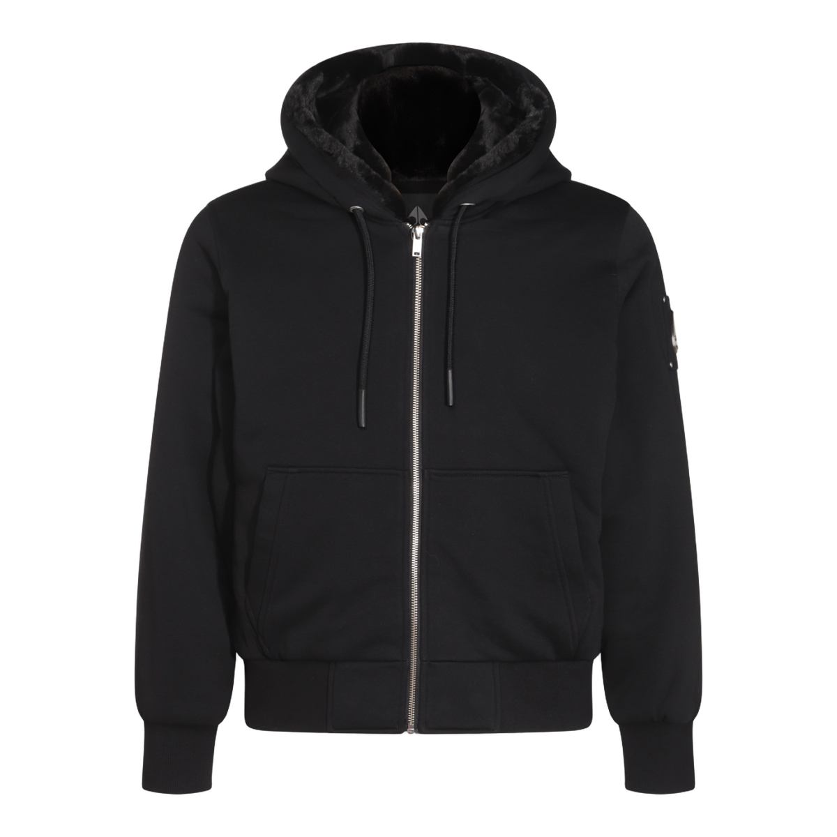 Hooded Black Jacket with Plush Lining