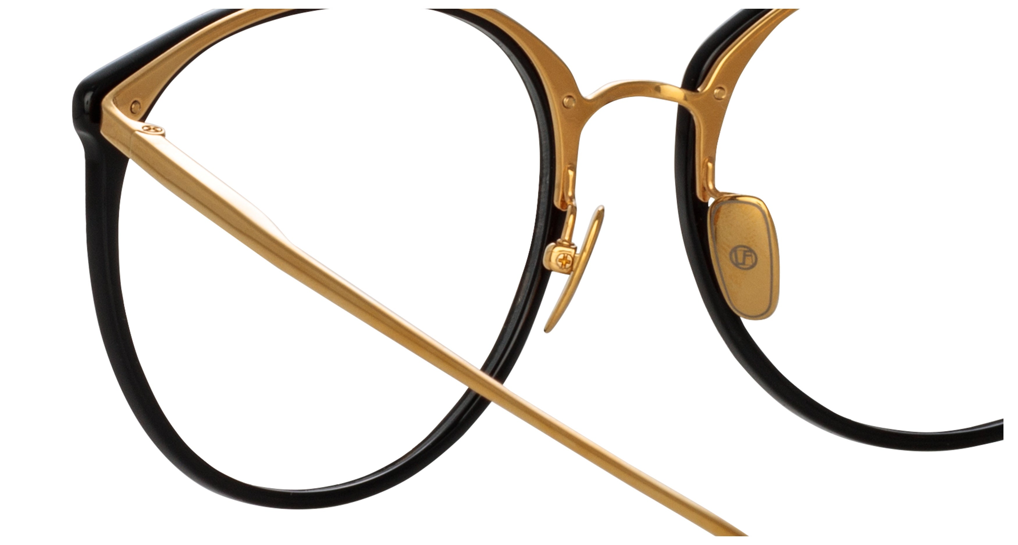 Lfl Round Frame Eyeglasses with Black Acetate Front