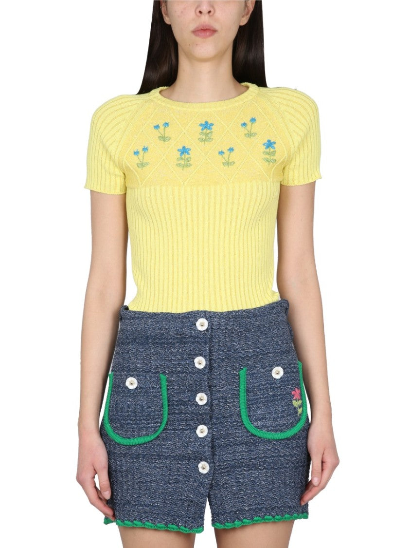 Floral Embroidered Fitted Jersey