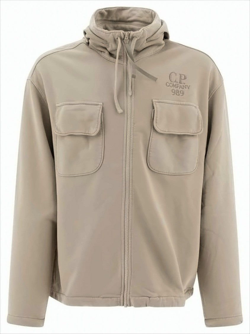 Casual Zip-Up Jacket With Adjustable Hood And Flap Pockets