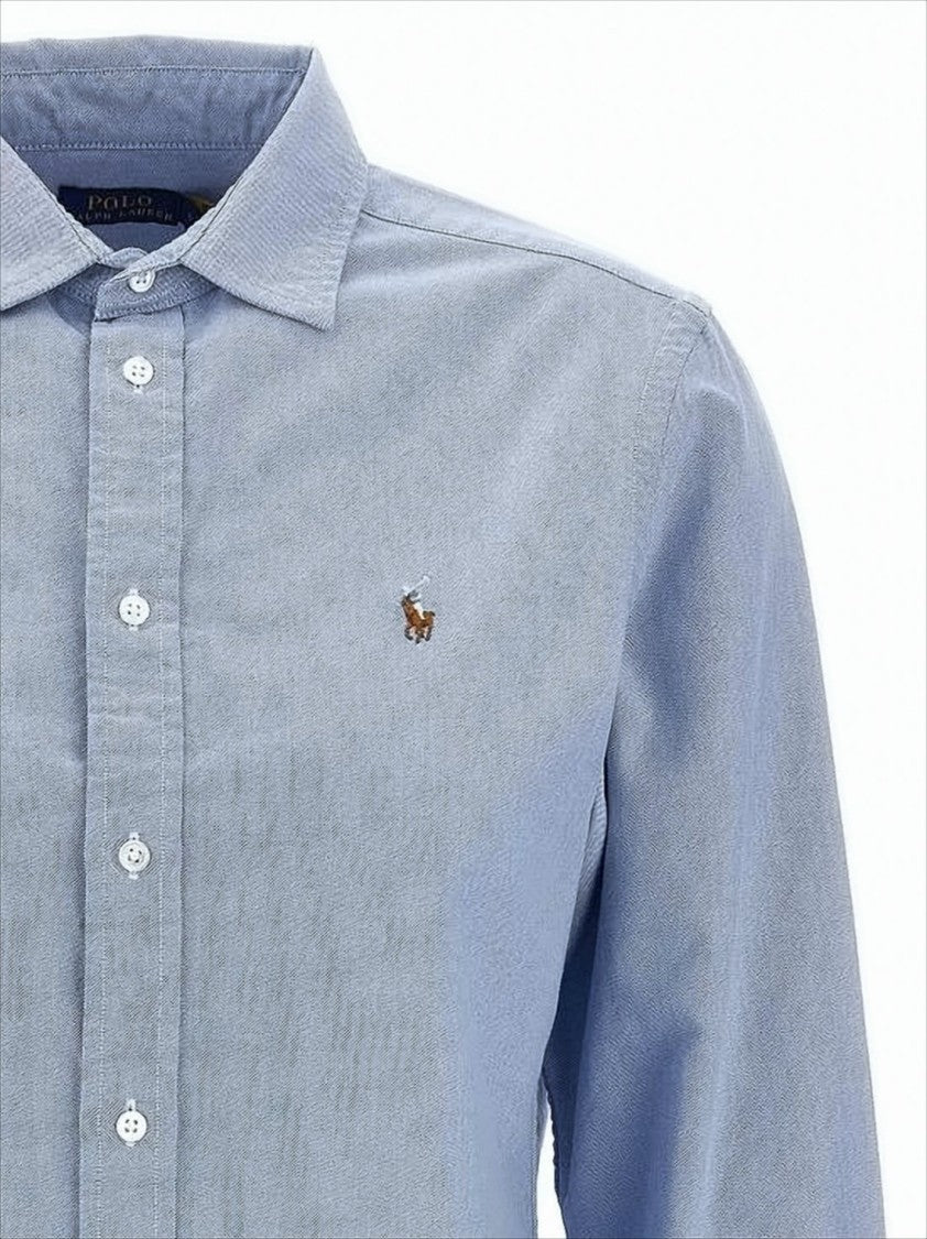 Long-Sleeve Button-Up Shirt with Pointed Collar