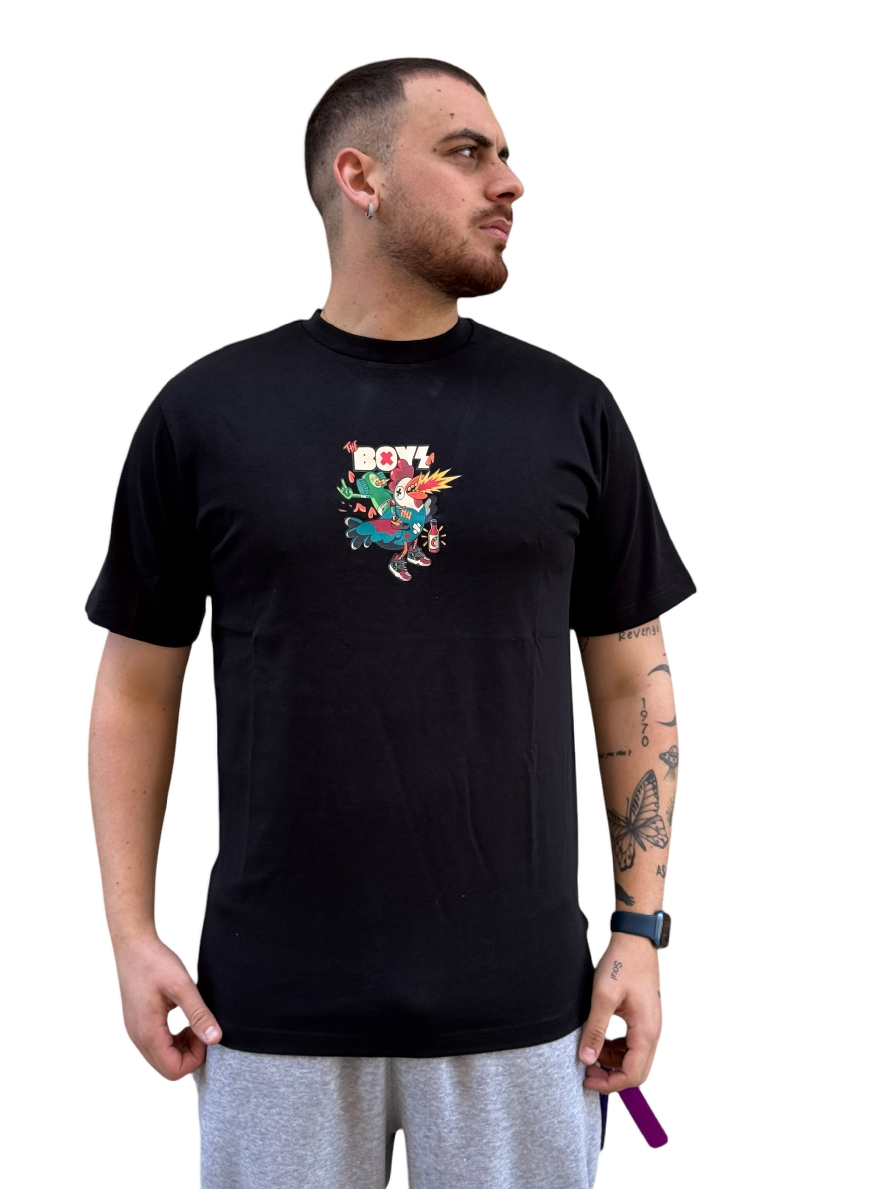 Graphic Print T-Shirt with Ribbed Crew Neckline