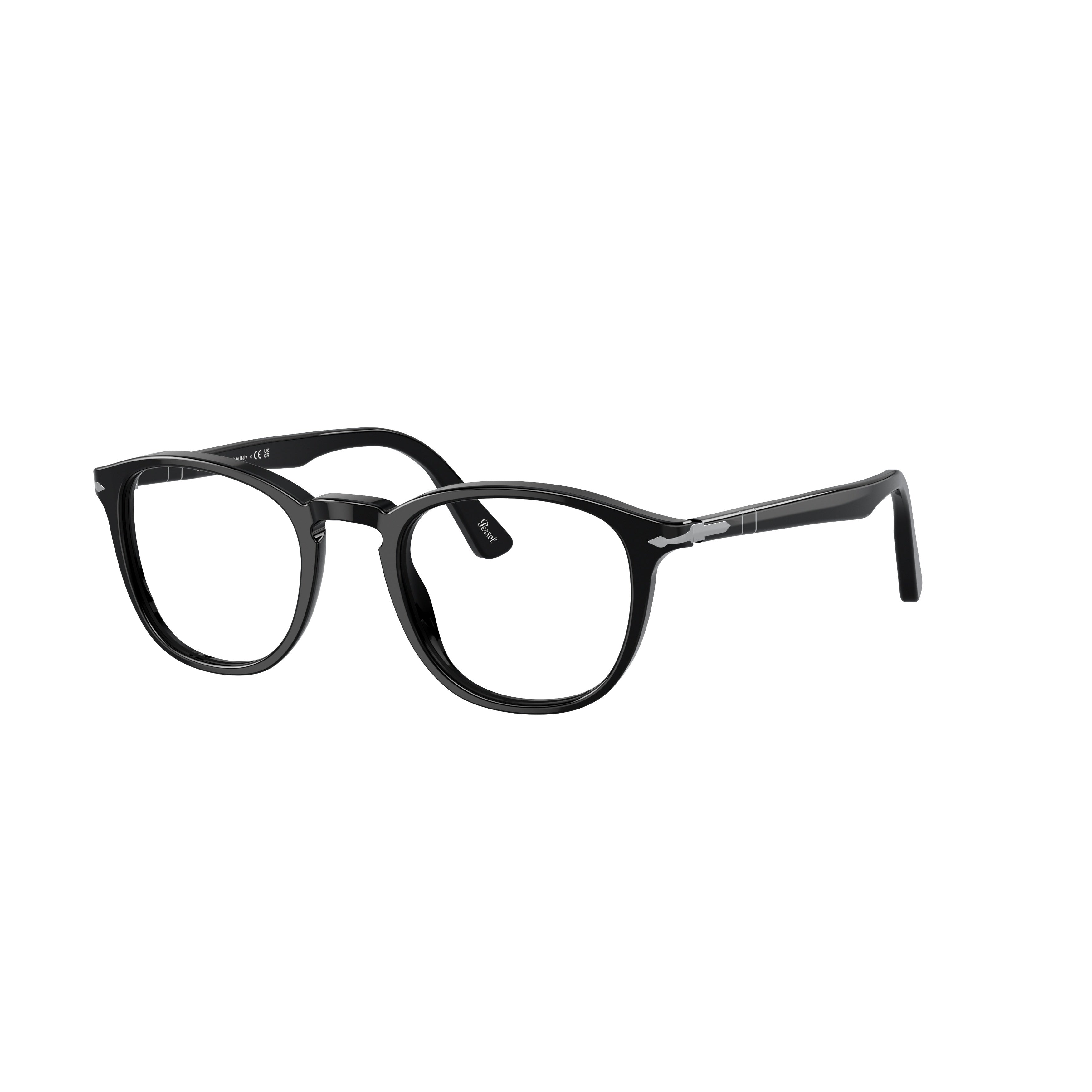 0po3143v Glossy Black Acetate Round Frame Eyeglasses