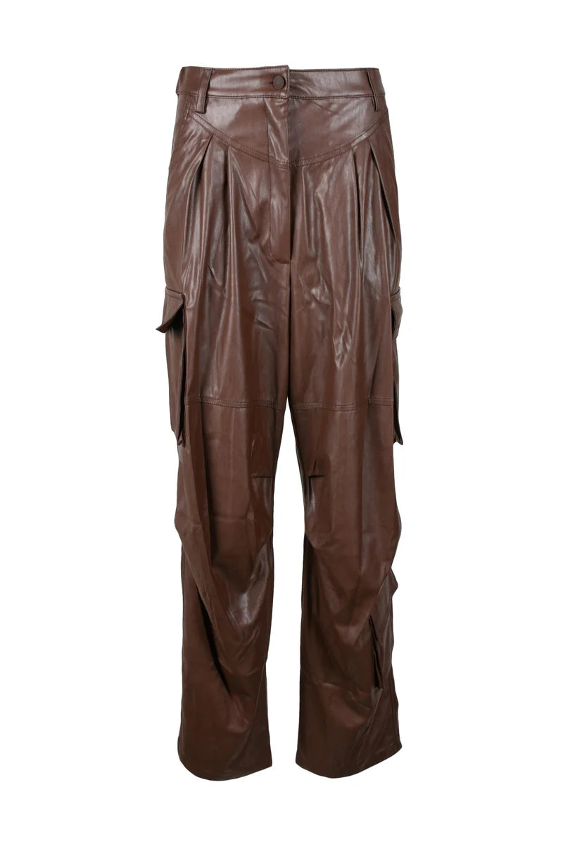 Cropped Brown Trousers with High Waist