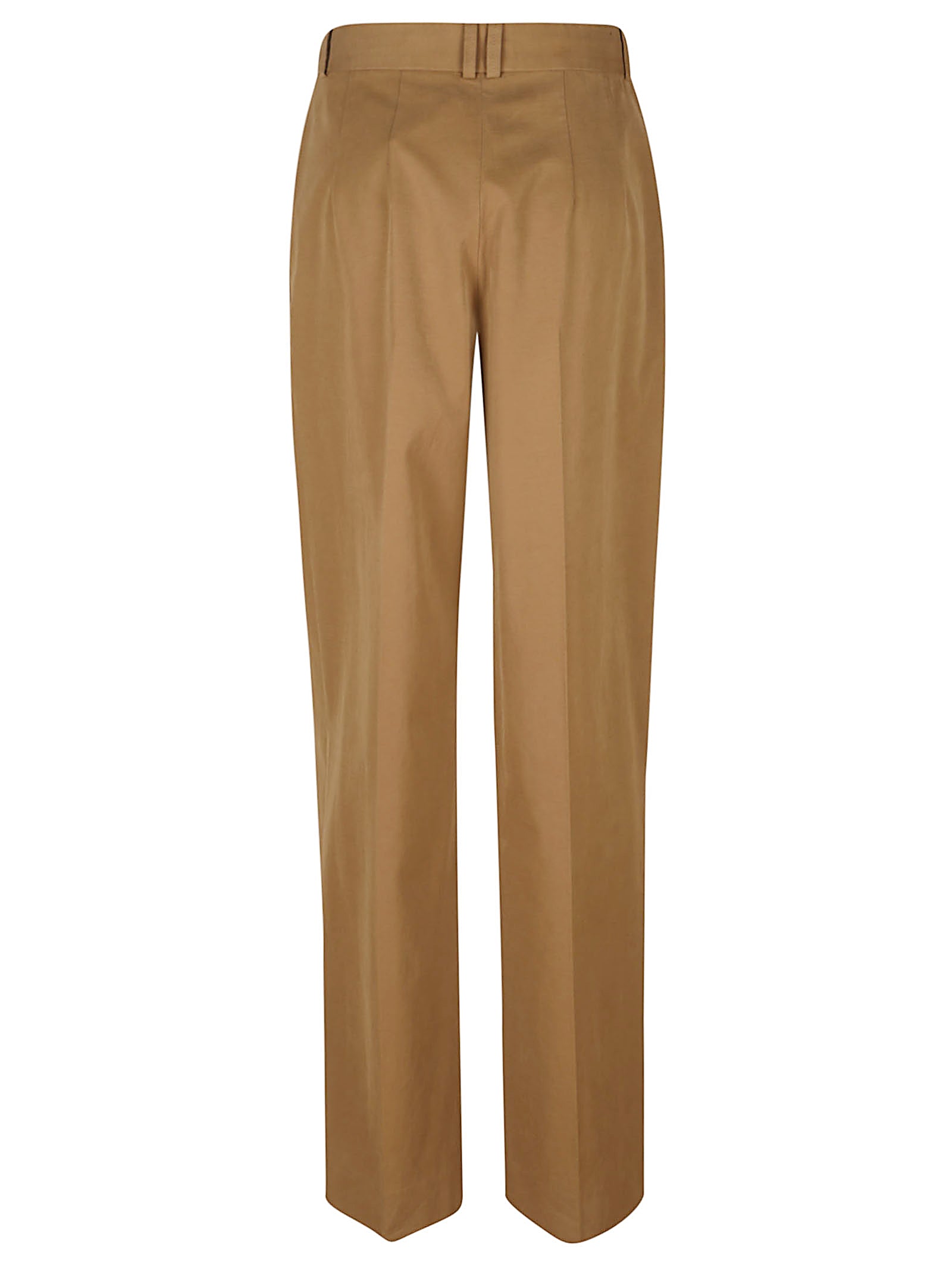 High-Waisted Brown Pants With Relaxed Fit And Pleated Details