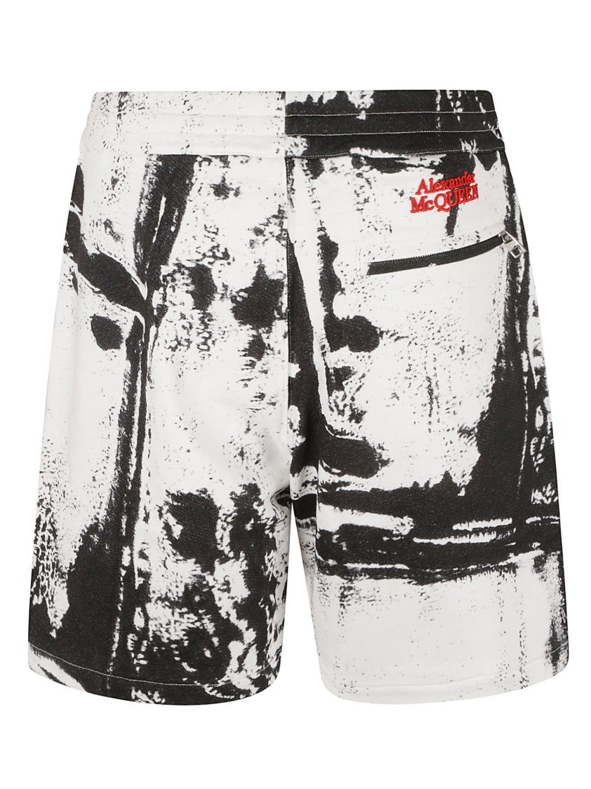 Black And White Abstract Print Shorts