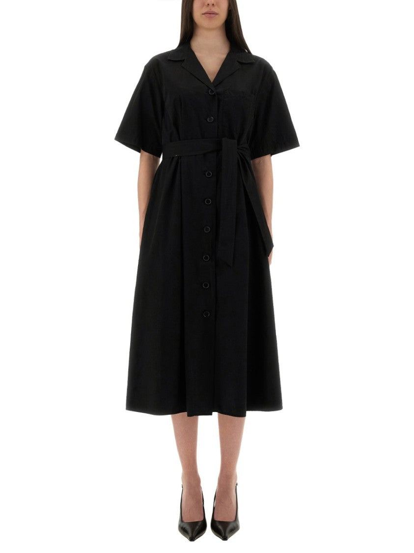 Button-Down Midi Dress With Belted Waist
