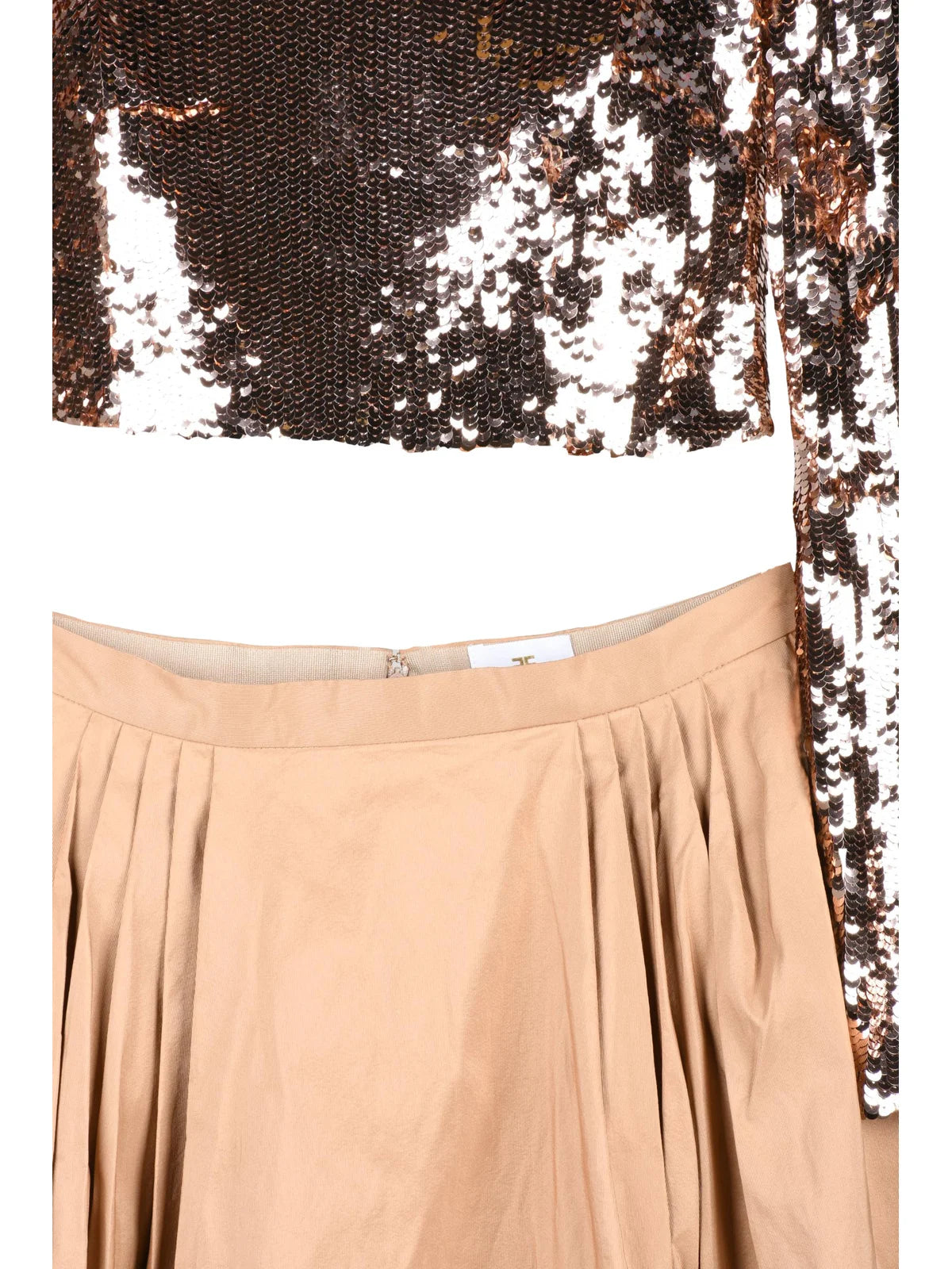 Brown/Bronze Polyamide Women Skirt Set