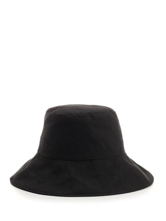 Wide-Brimmed Black Linen Hat with Floppy Brim and Minimalist Design