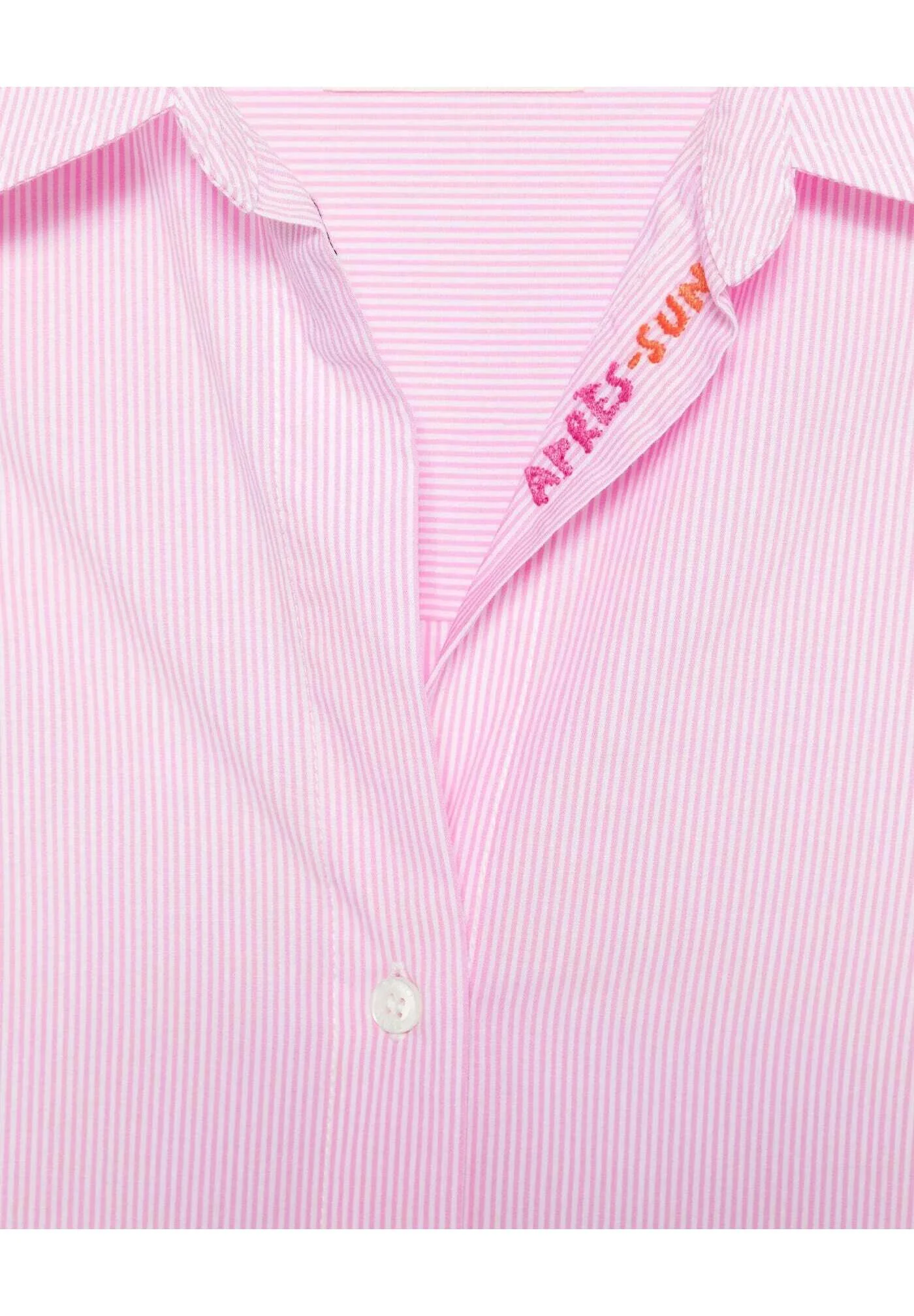 Light Pink Button-Up Shirt with Vertical Stripe Pattern