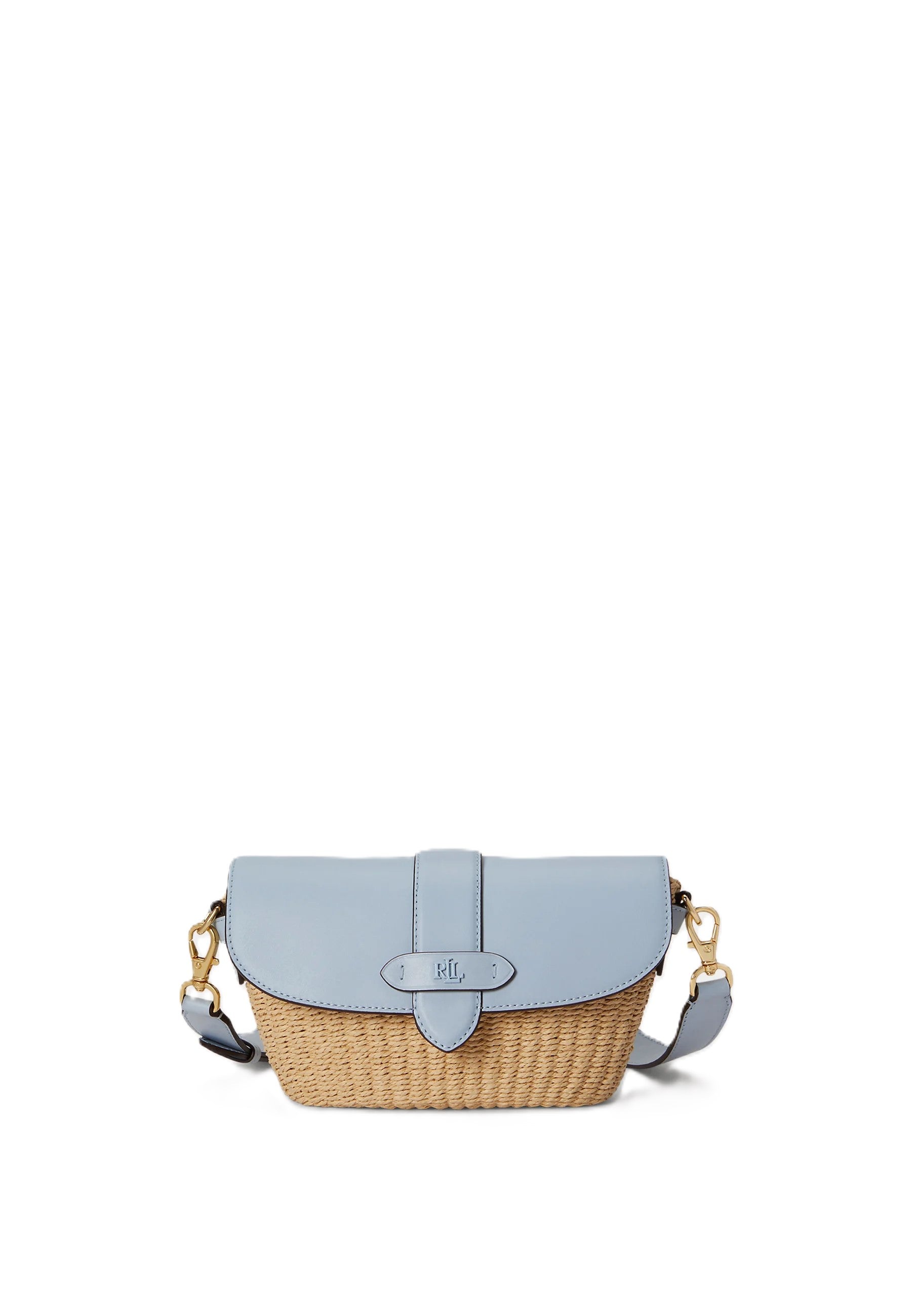 Woven Straw Shoulder Bag with Smooth Flap