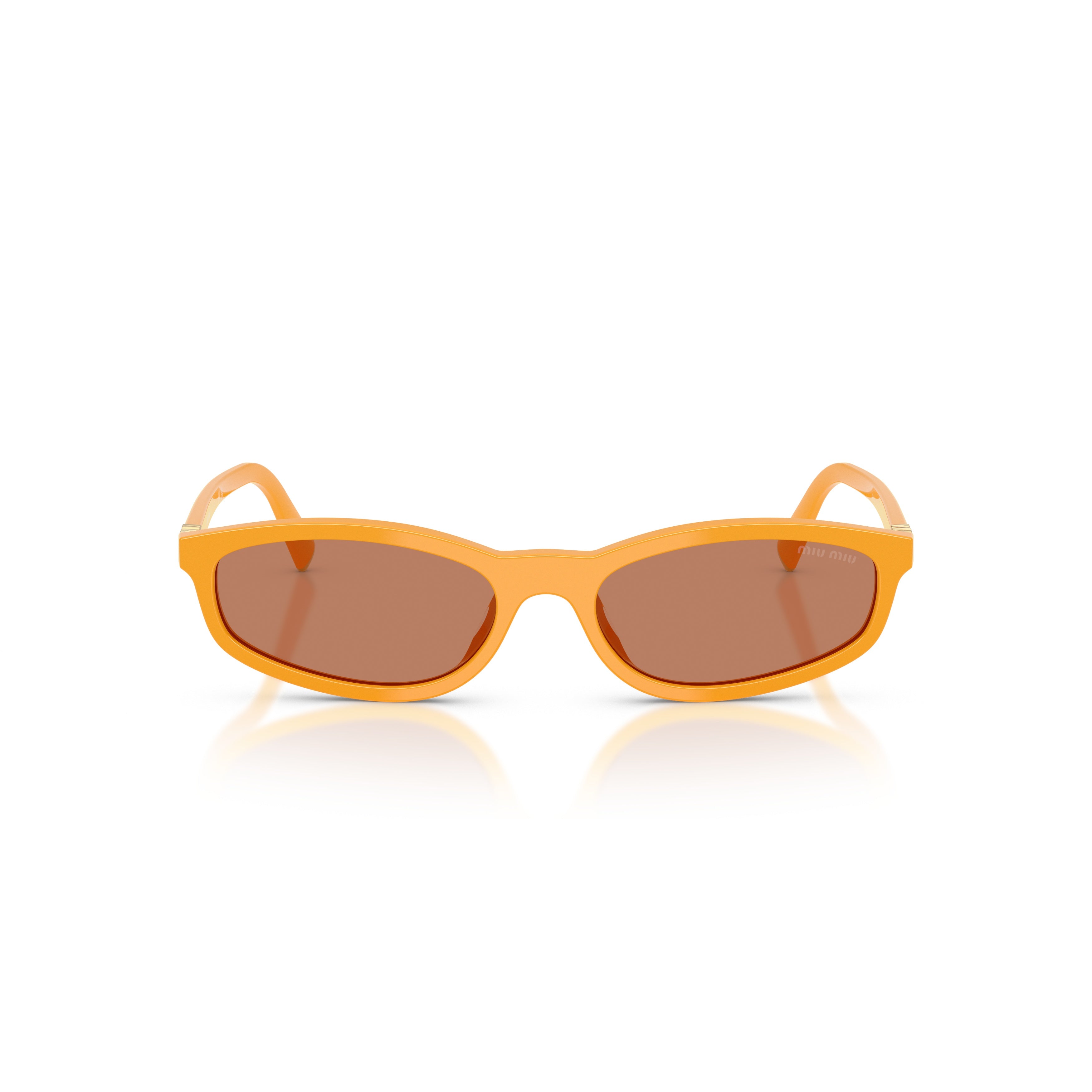 Rectangular Orange Acetate Sunglasses with Metallic Accents