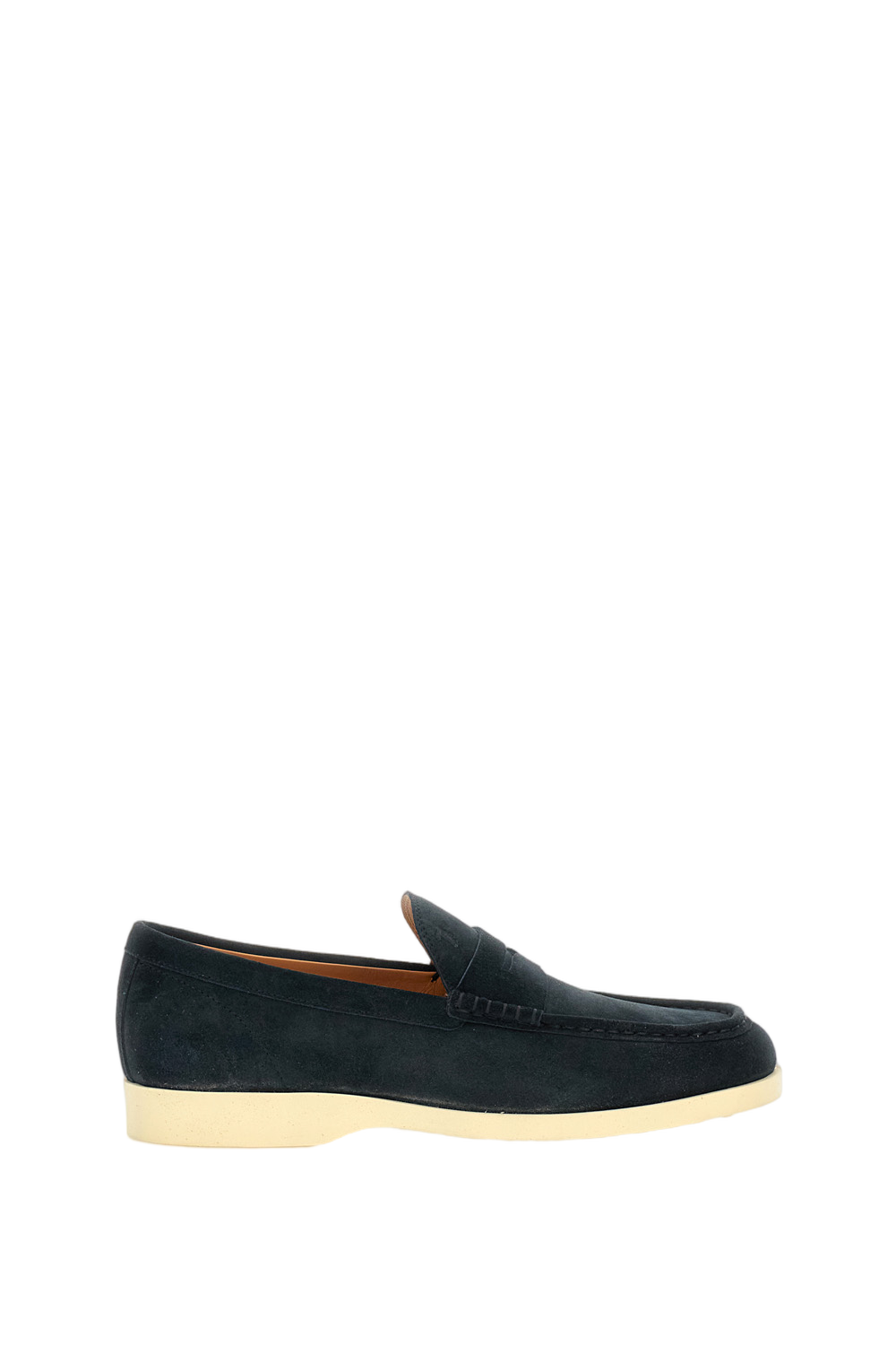 Debossed Monogram Blue Calfskin Suede Loafers