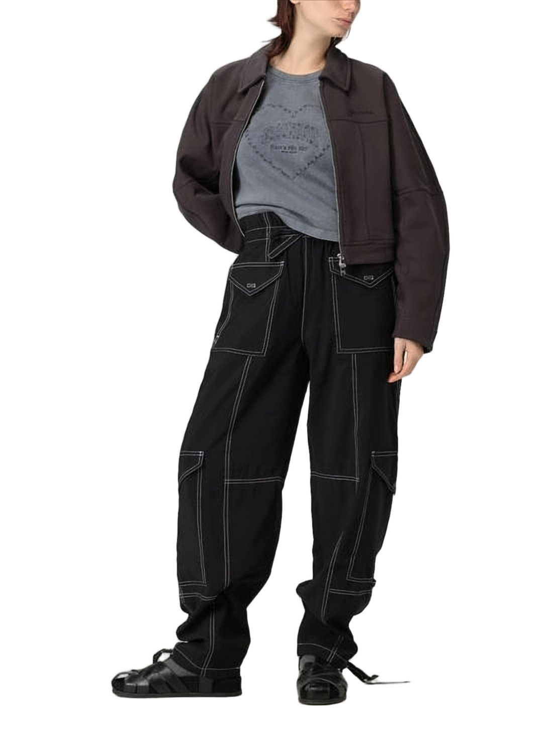 Cropped Boxy Silhouette Jacket with Classic Collar