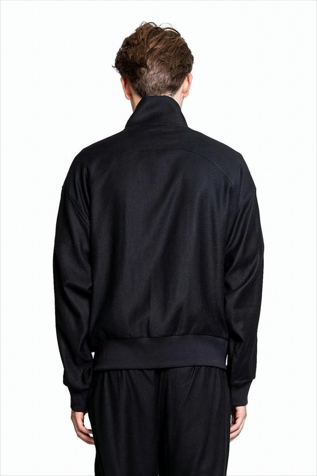 Black Bomber Jacket with High Collar