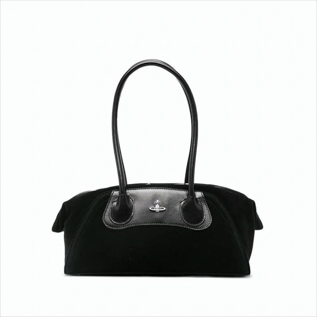 Structured Black Suede Tote Bag