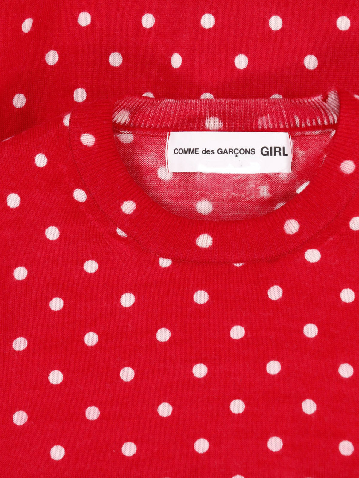 Red Polka Dot Cropped Crewneck Sweater