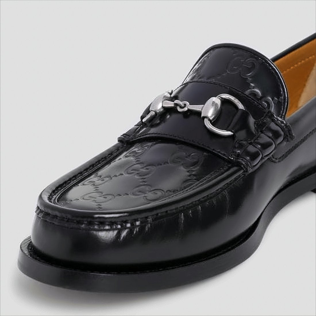 Black Leather Loafer with Horsebit Detail
