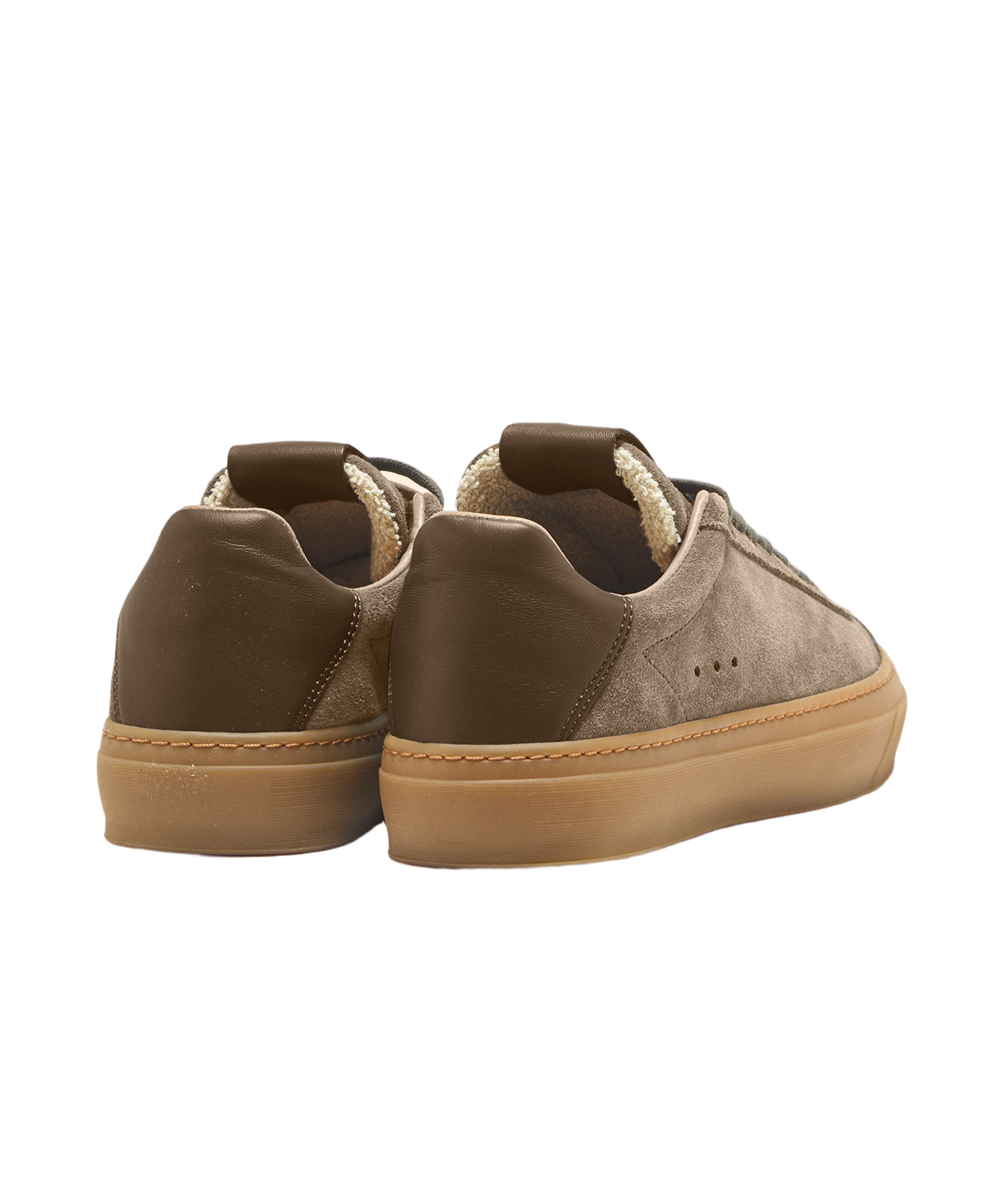 Taupe Sneakers With Suede And Leather Construction