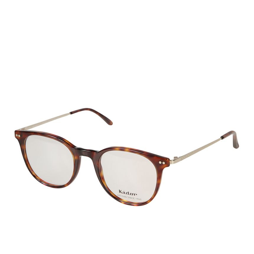 Harry Round Tortoiseshell Frame Eyeglasses with Metallic Temples