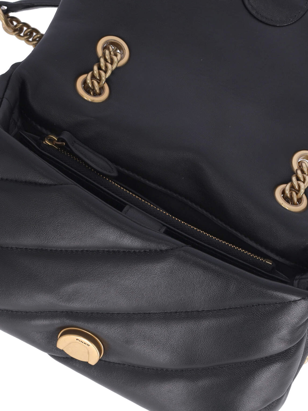 Mini Shoulder Bag With Diagonal Quilting And Chain Strap