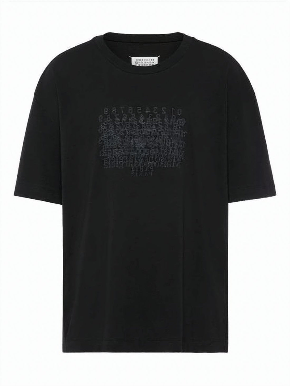 Relaxed Fit Black T-Shirt with Textured Graphic