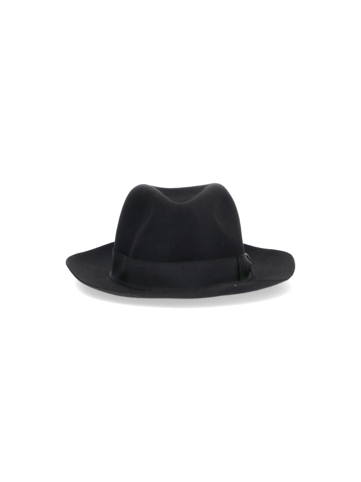 Black Wide-Brim Felt Grosgrain Ribbon Hat