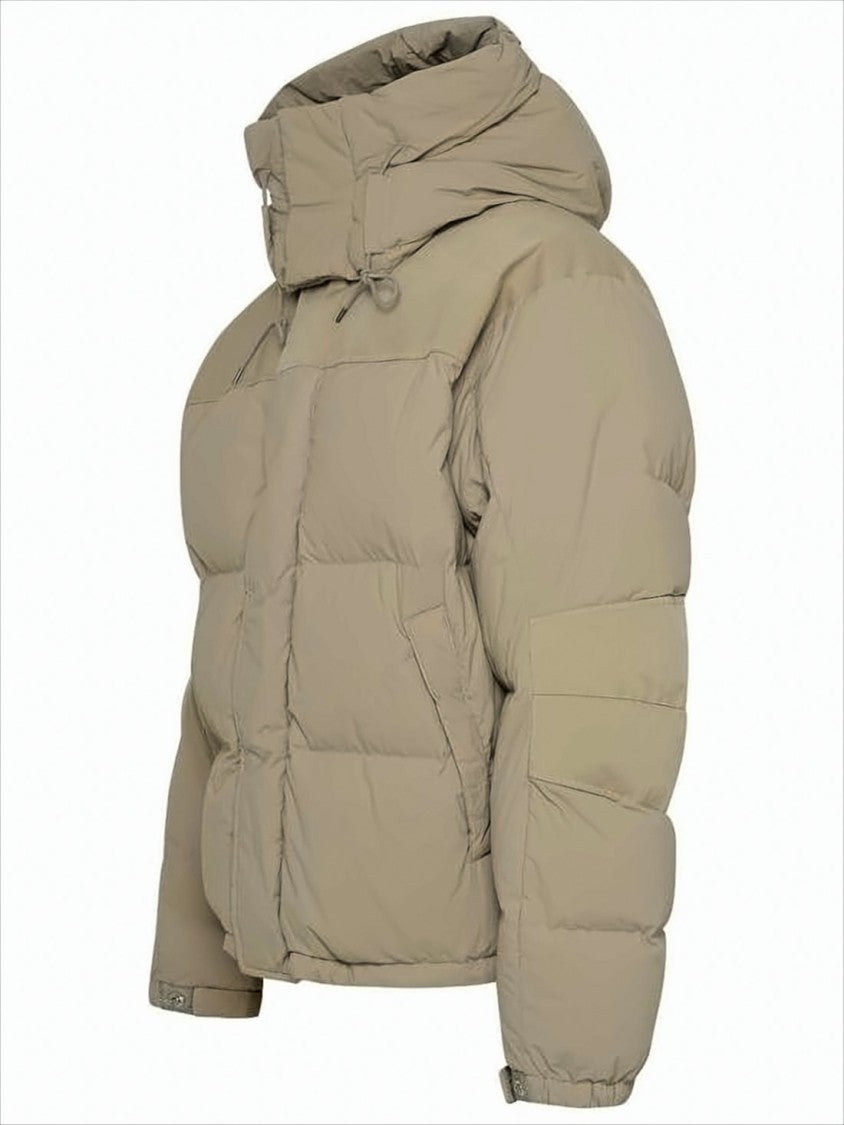 Boxy High-Collar Down Coat with Detachable Hood