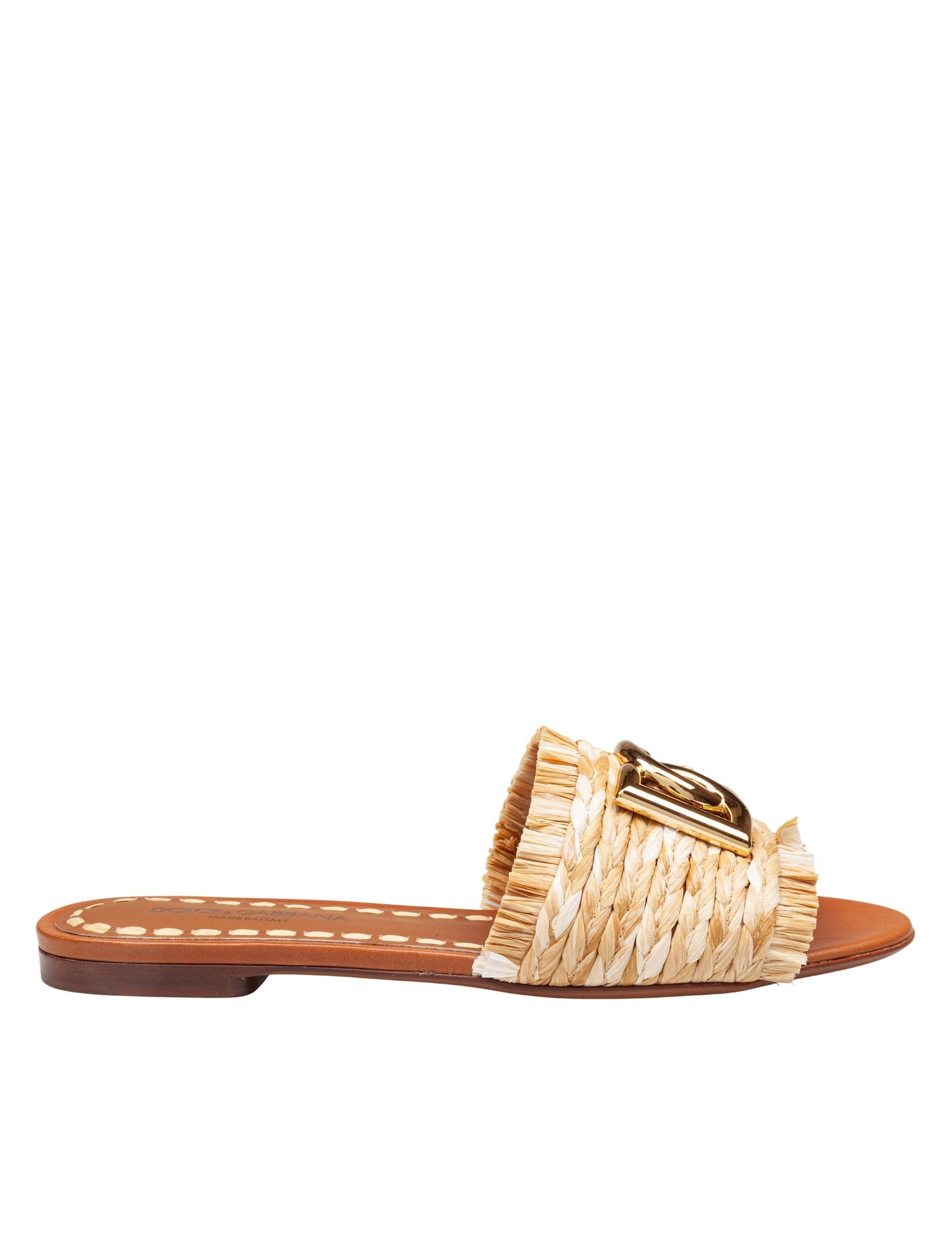 Raffia Slipper With Fringed Edges