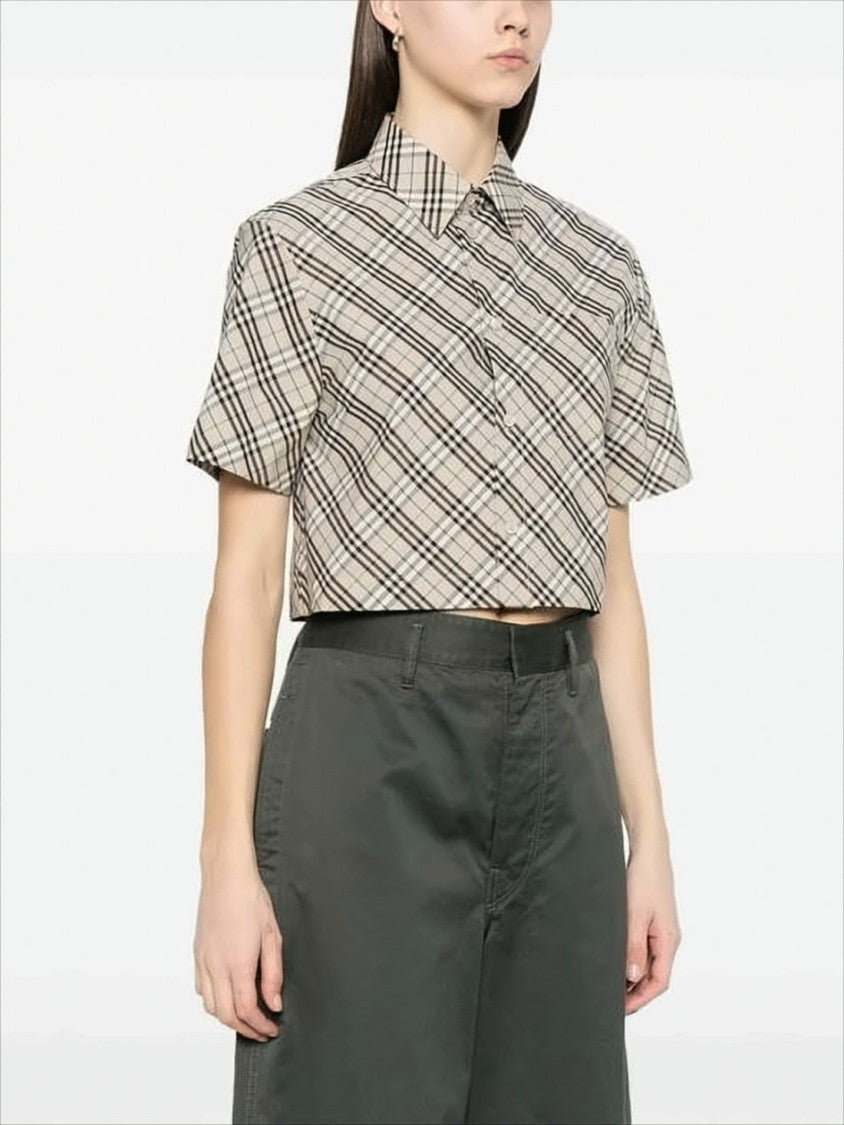 Cropped Check Pattern Shirt